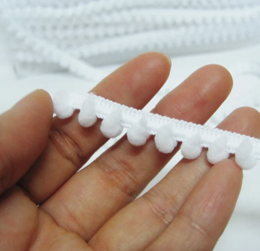 AH Craft Supply - White Pom Pom Garland Fringe Trim 2pc Set