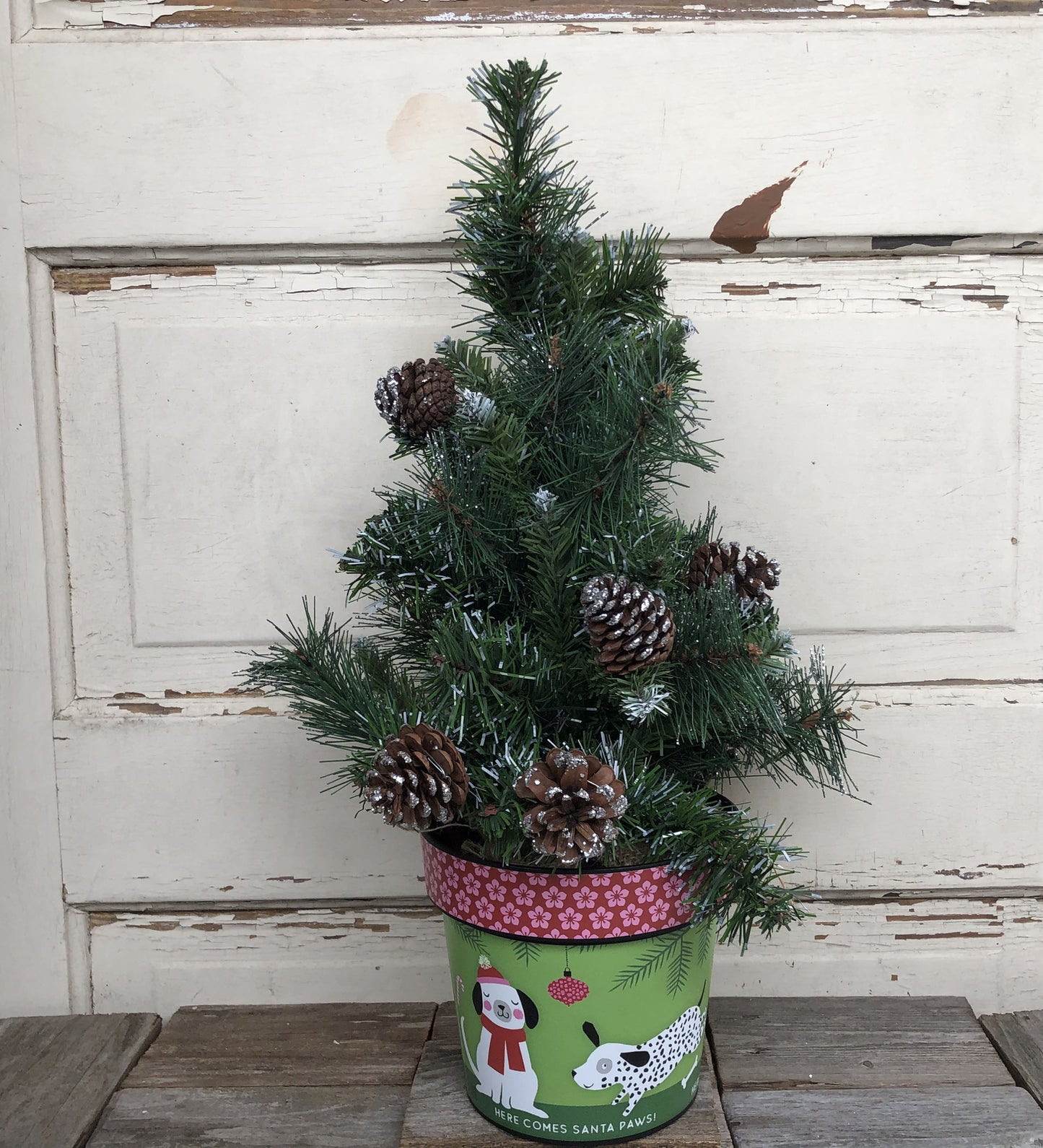 AGD Christmas Decor - Artificial Pine Tree in Puppy Dog Planter