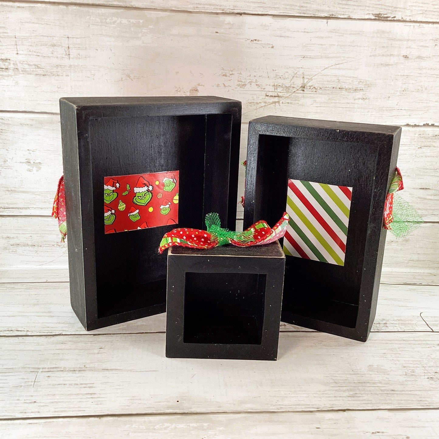 AGD Christmas Decor - Whimsy Green Monster Wood Gift Box Signs 2pc