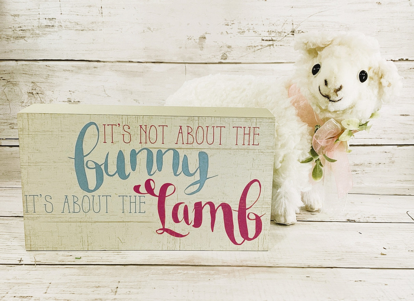 HL Easter Decor - Not the Bunny But About the Lamb Box Sign 2pc Set