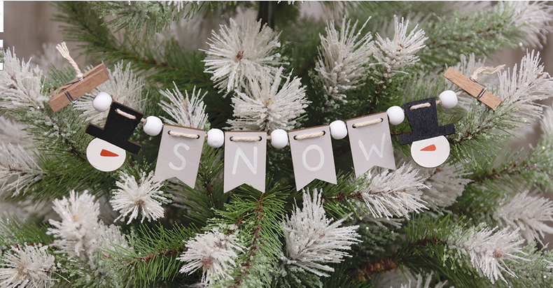 CWI Christmas Decor - Snow Snowman Tier Tray Mini Small Banner Garland Clip