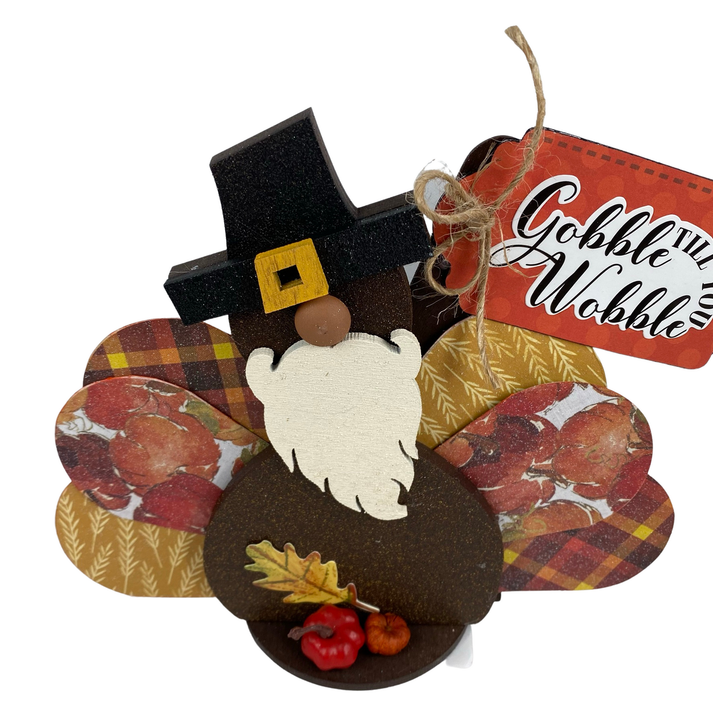 AGD Fall Decor - Gobble Til You Wobble Turkey Gnome Sitter