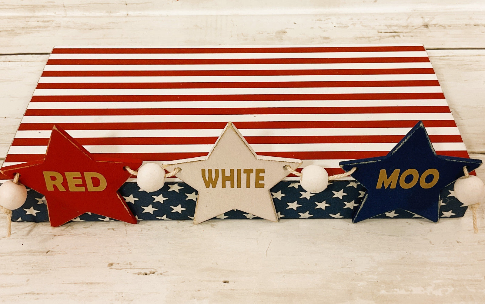 AGD Patriotic Decor - Red White Moo July 4th Resin Highland Cows