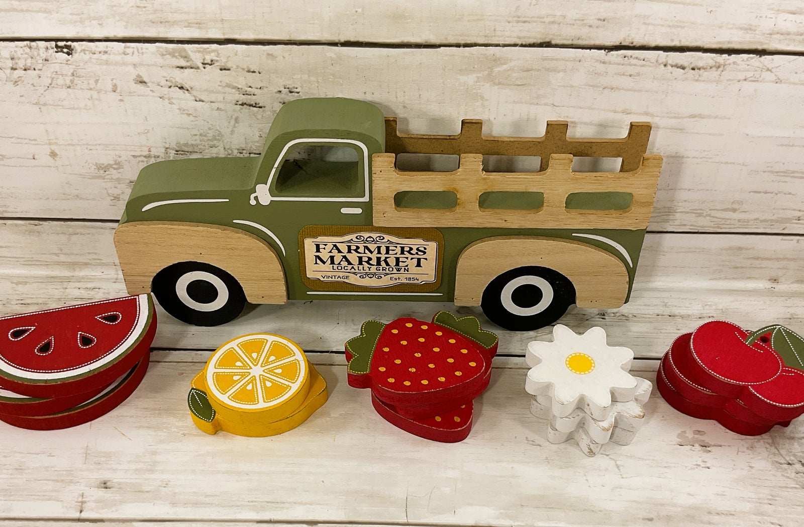 AGD  Fall Decor - Farmers Market Stand Multi Seasons Chunky Wood Truck