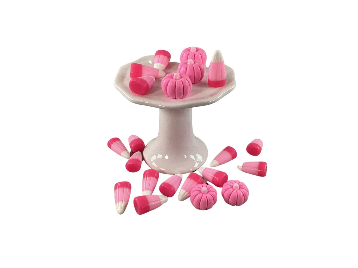 AGD  Halloween Craft Supply - FAKE Resin Pink Glam Pumpkin Candy Corn