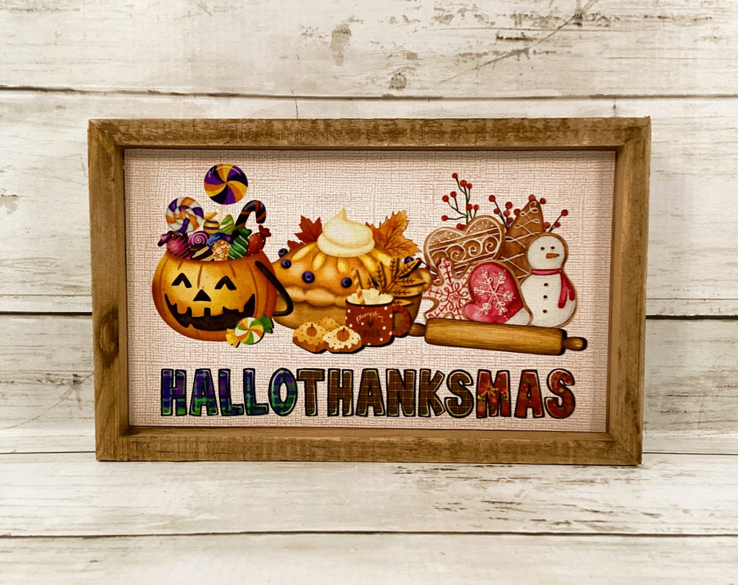 AGD Fall Decor - Multi Seasons Happy Hallothankmas Box Sign