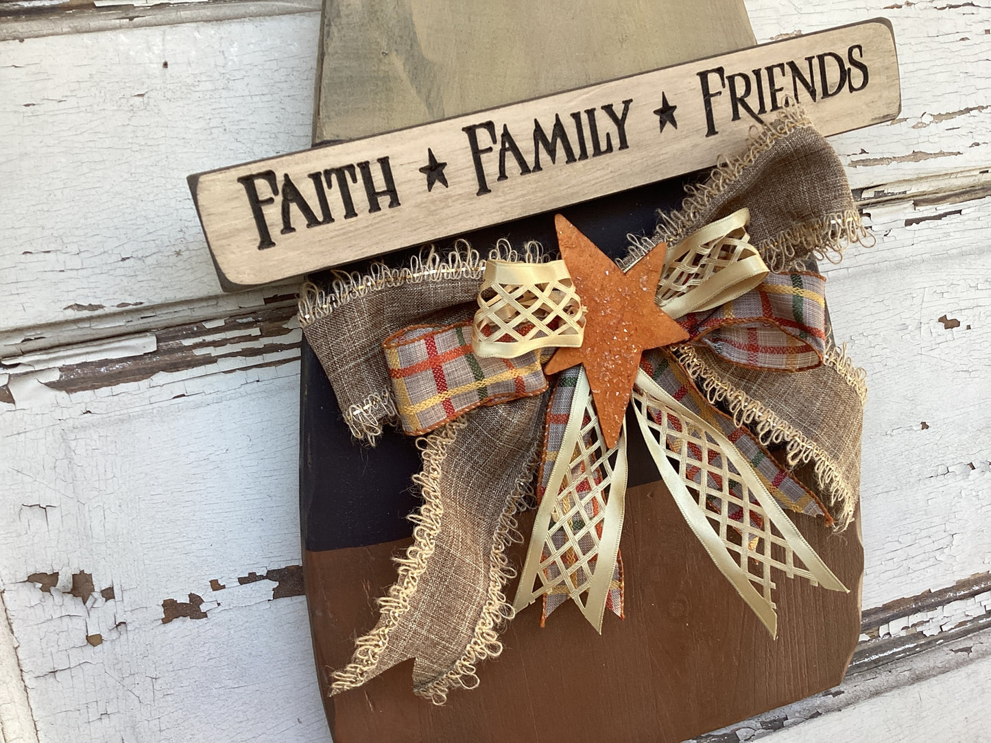 AGD Fall Decor - Faith Family Friends Wood Candy Corn Lg Door Wall Sign