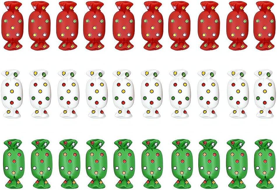 AGD Christmas Supply - Resin Flatback Rolled Red White Green Candy Cabochon 30pc