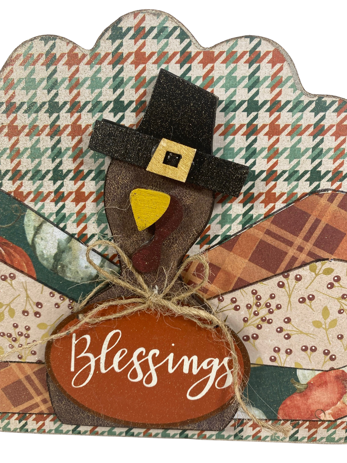 AGD Fall Decor - Reversible Blessings Chunky Wood Turkey Sign