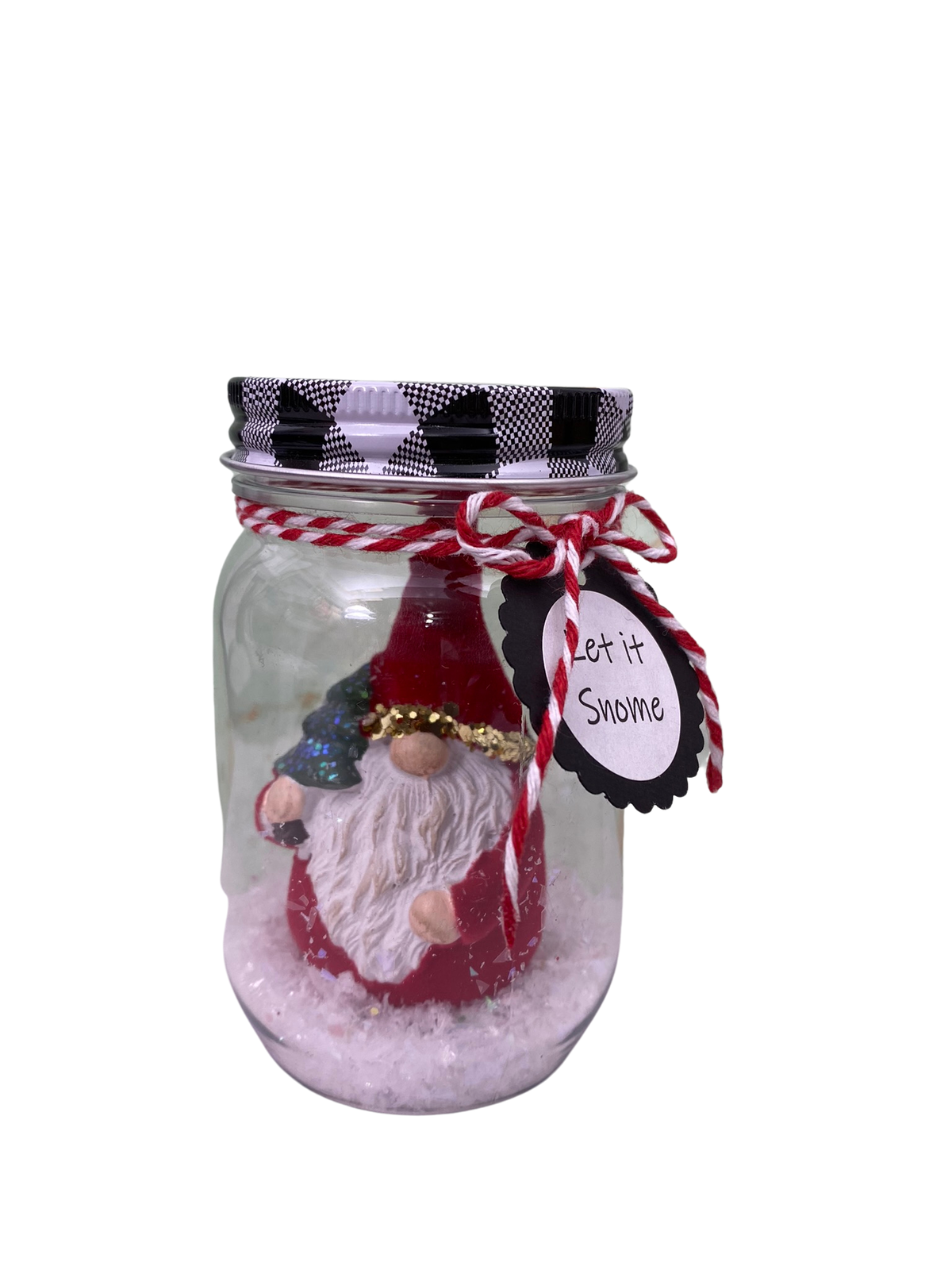 AGD Christmas Decor - Let it Snome Resin Santa Gnome Cloche Small Dome