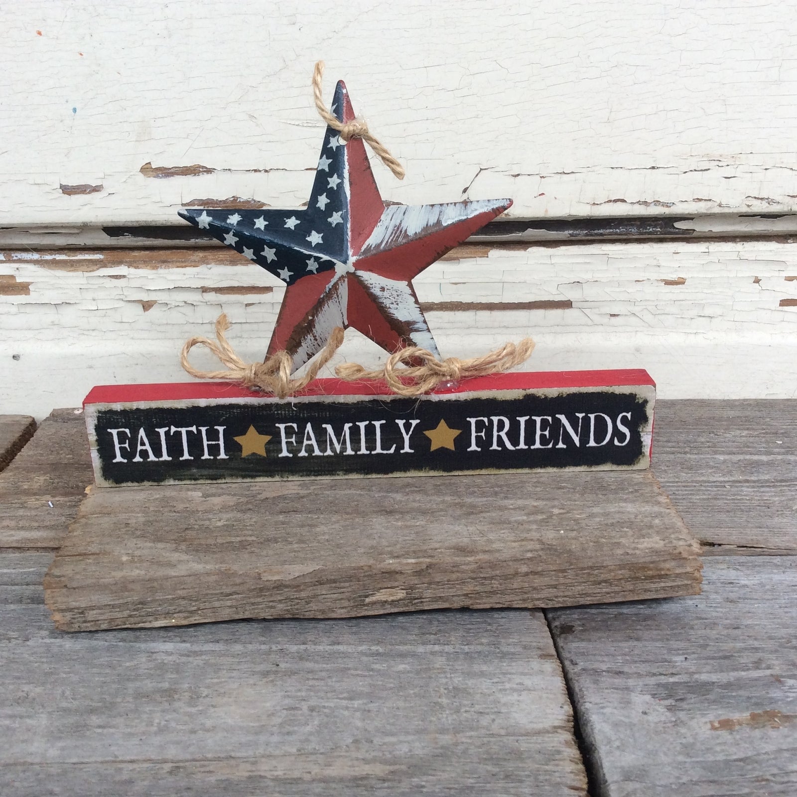 AGD Patriotic Decor - Prim Faith Family Friends Mini Block