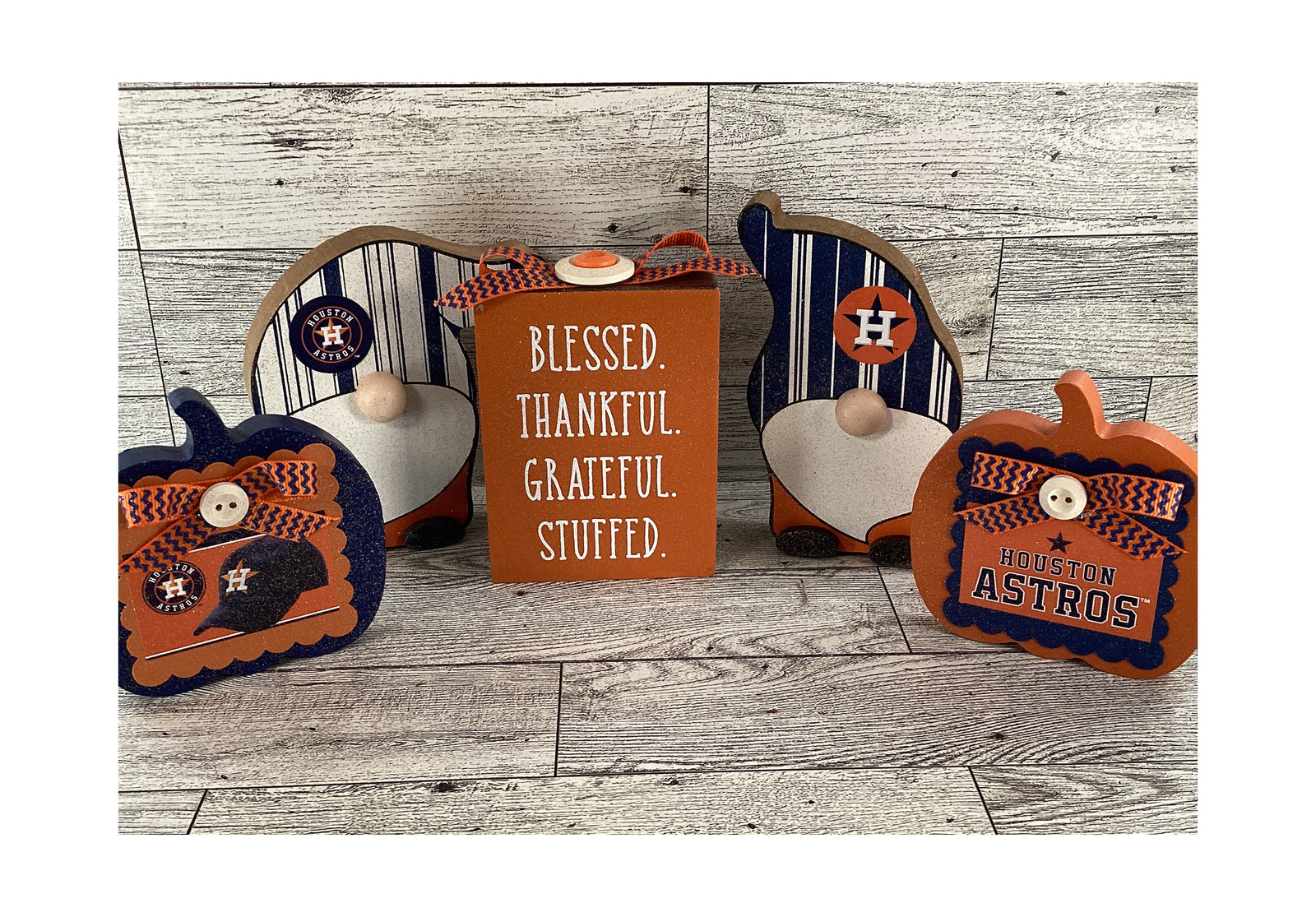 AGD Fall Decor -  Fall Baseball Gnomes Pumpkins Sign 5pc Set