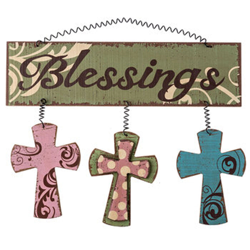 HL Easter Decor -Blessings Pastel Crosses Wall Sign