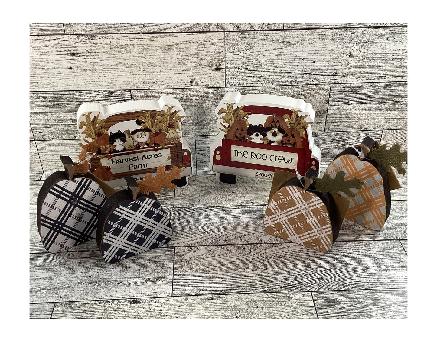 AGD Fall Decor - Harvest Halloween Truck Pumpkins Tier Tray 6pc Set