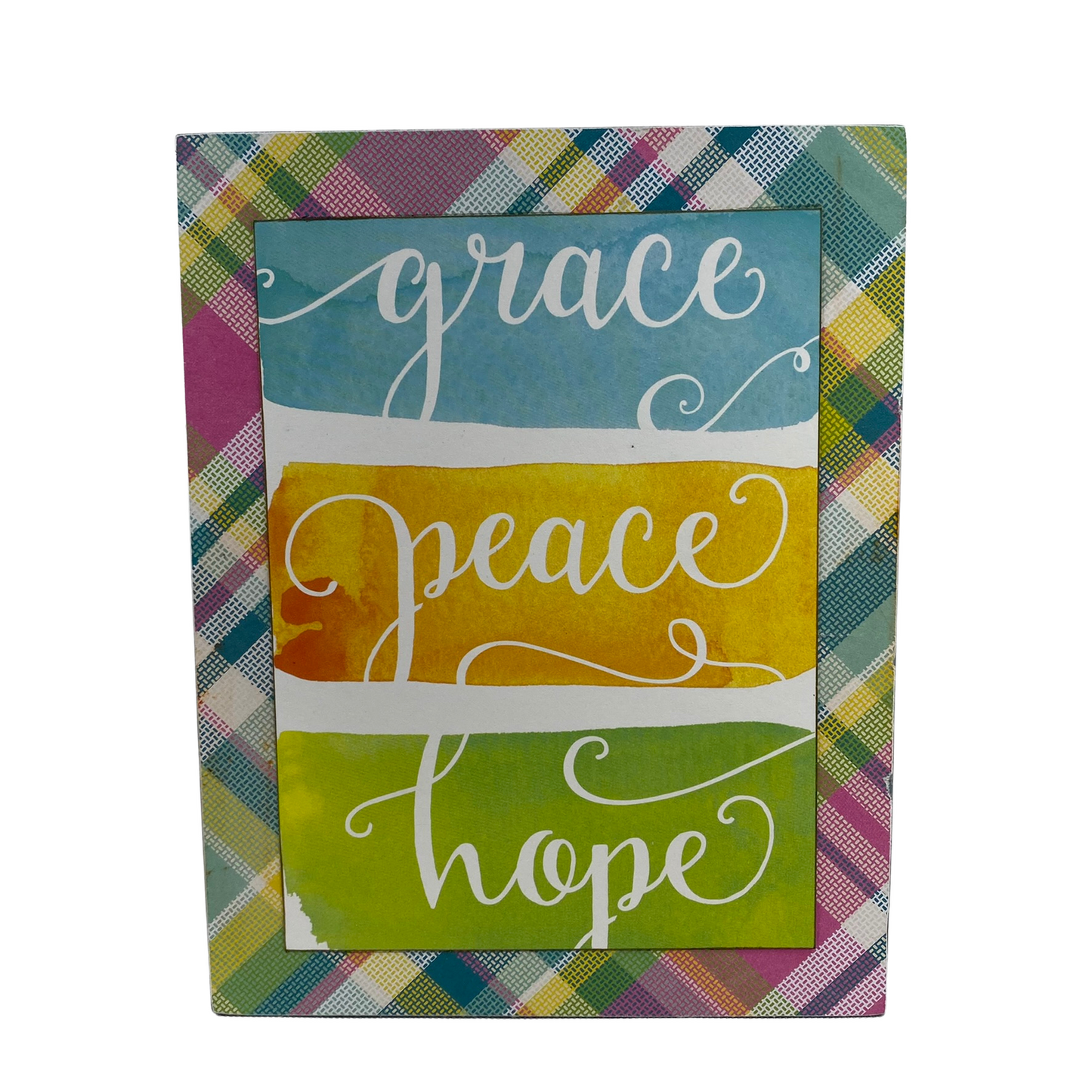 AGD Easter Decor - Grace Peace Hope Cross Reversible Block Sign