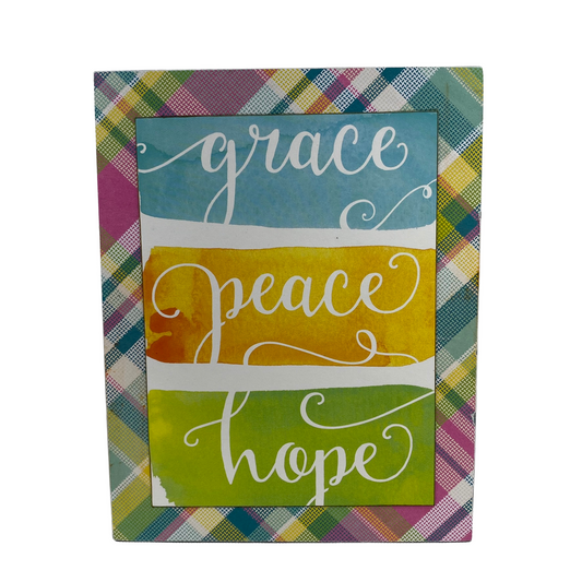 AGD Easter Decor - Grace Peace Hope Cross Reversible Block Sign