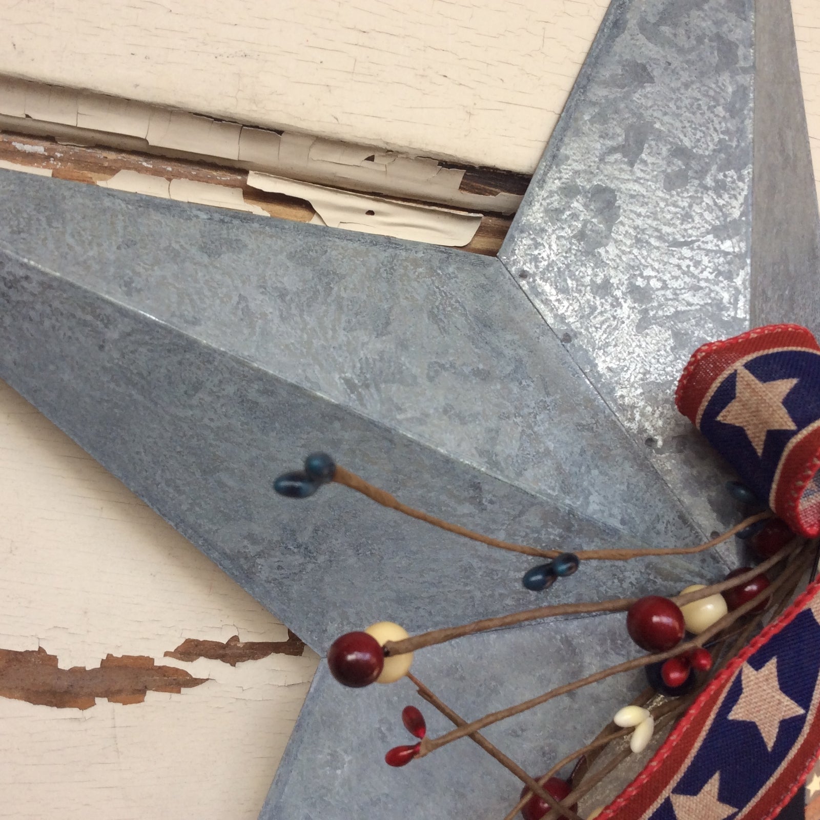 AGD Patriotic Decor - God Bless America Prim Galvanized 3-D Metal Star