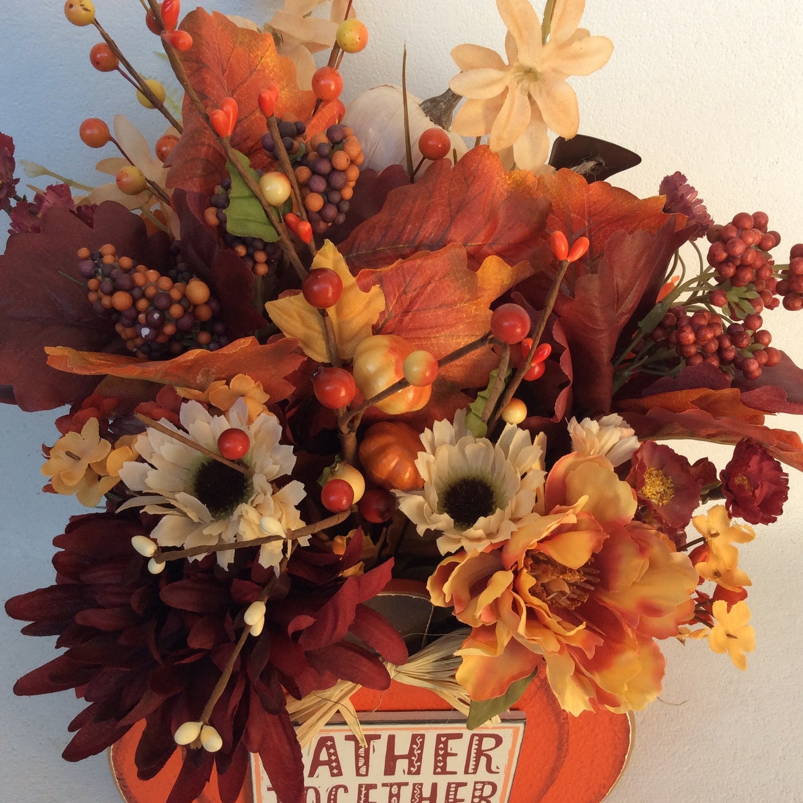AGD Fall Decor-Harvest Thanksgiving Pumpkin Reversible Artificial Floral Display