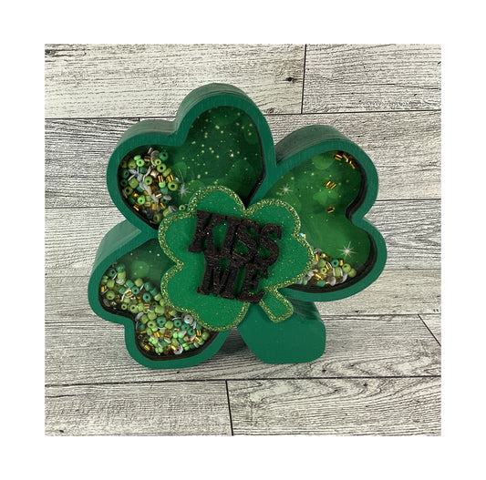 AGD Saint Patrick Decor - Irish Shamrock Chunky Wood Shaker Sitter