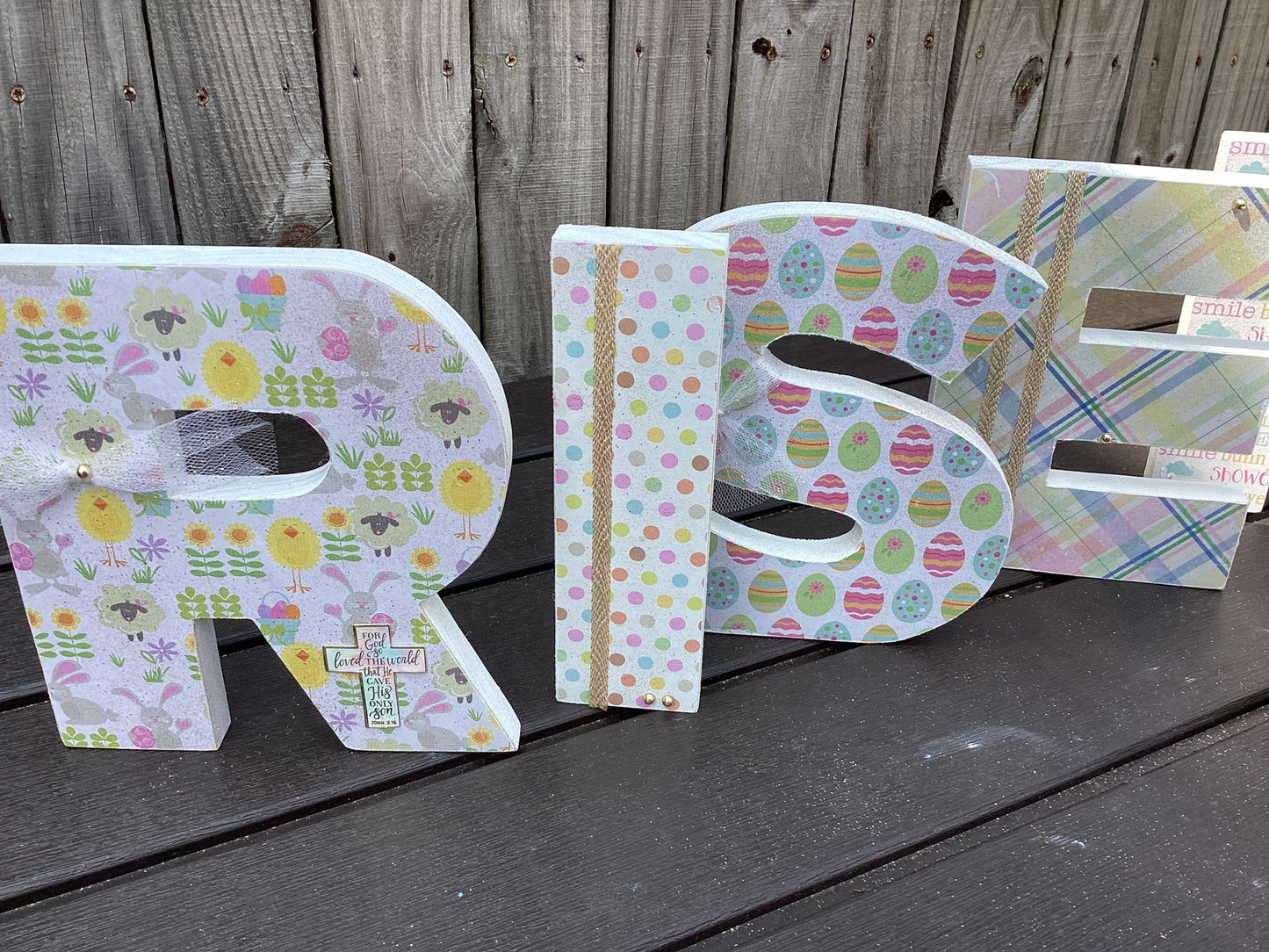 AGD Easter Decor - Chunky Wood RISEN Letter Word Tabletop Display