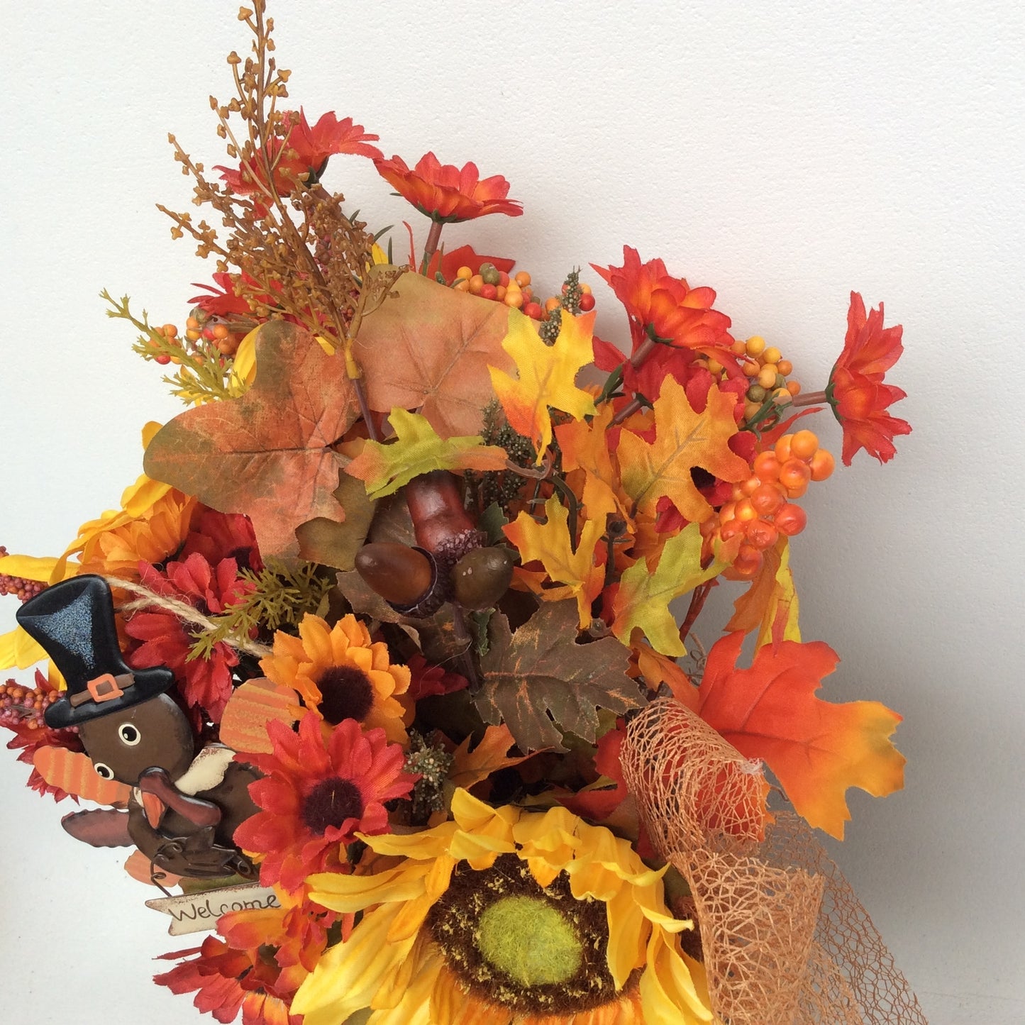 AGD Fall Decor - Football Turkey Pumpkin Filled Artificial Floral Display