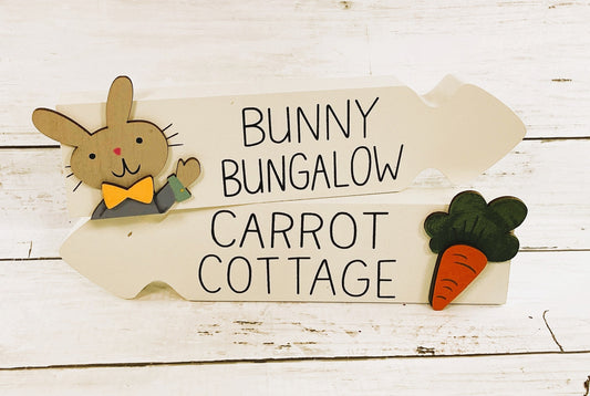 CWI Easter Decor - Carrot Cottage Bunny Bungalow Directional Signs 2pc