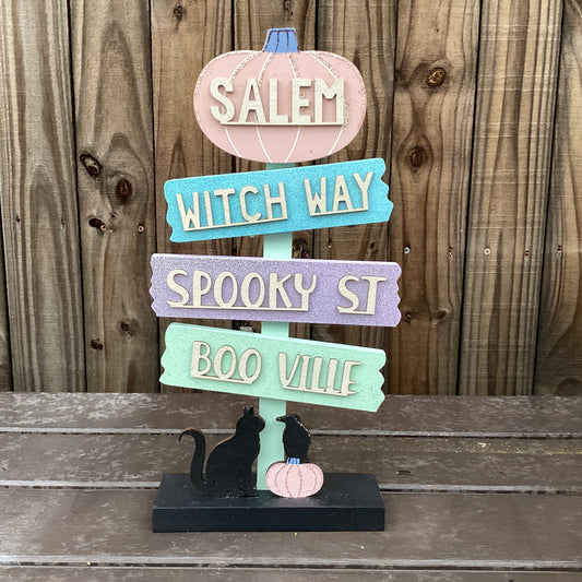 Michaels Halloween Decor - Pastel Salem Witch Way Spooky Directional Sign