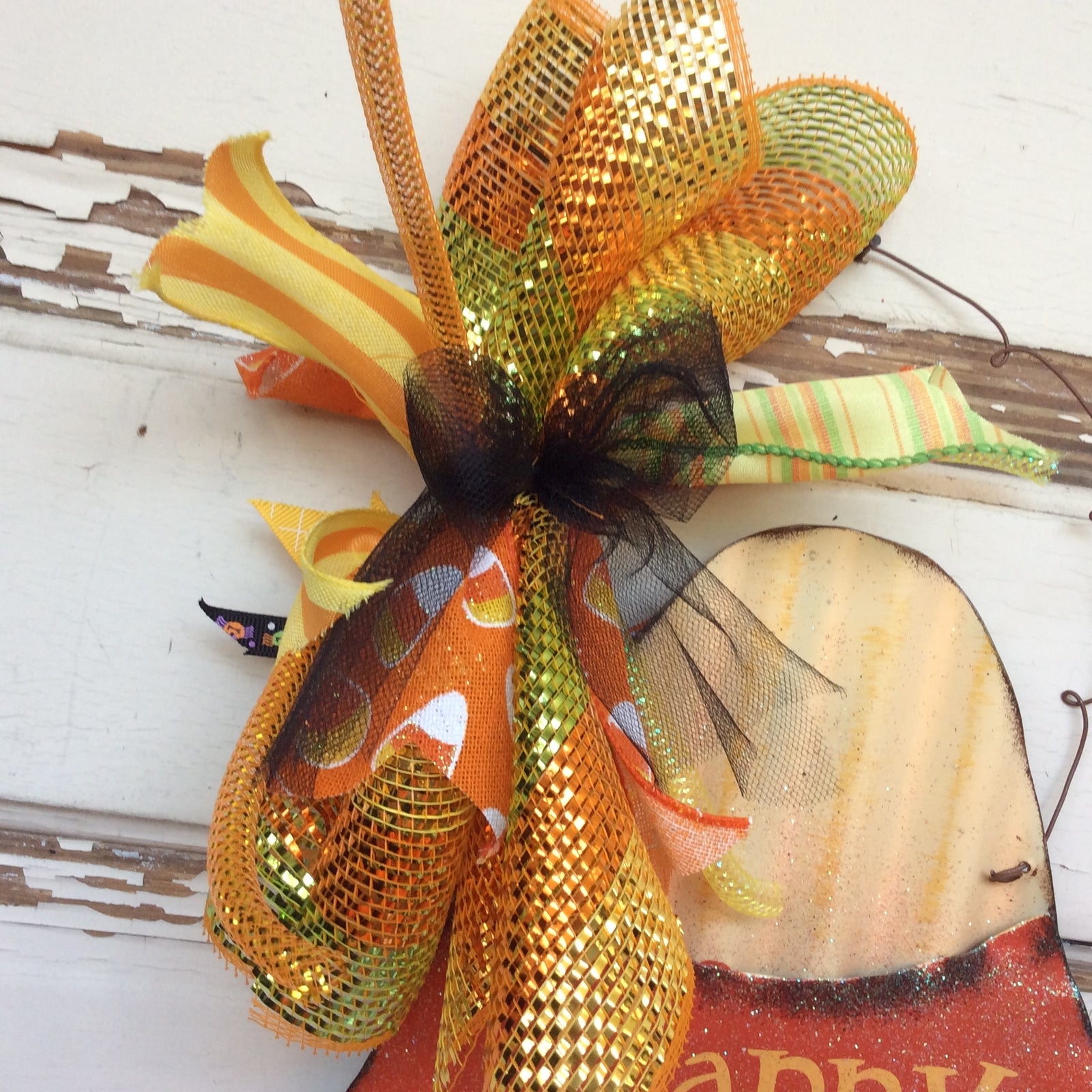 AGD Halloween Decor - Corrugated Tin Metal Candy Corn Door Sign