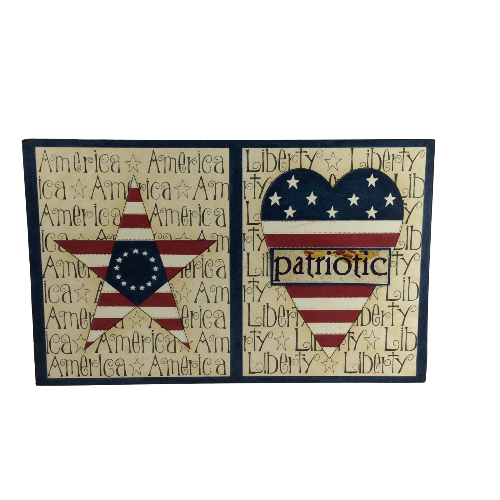 AGD Patriotic Decor - Patriotic Prim Heart Star Americana Box Sign