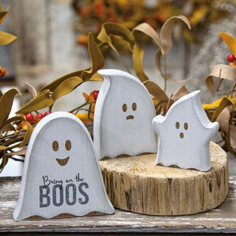 CWI Halloween Decor -Bring on the Boos Ghost Chunky Sitters 3pc Set