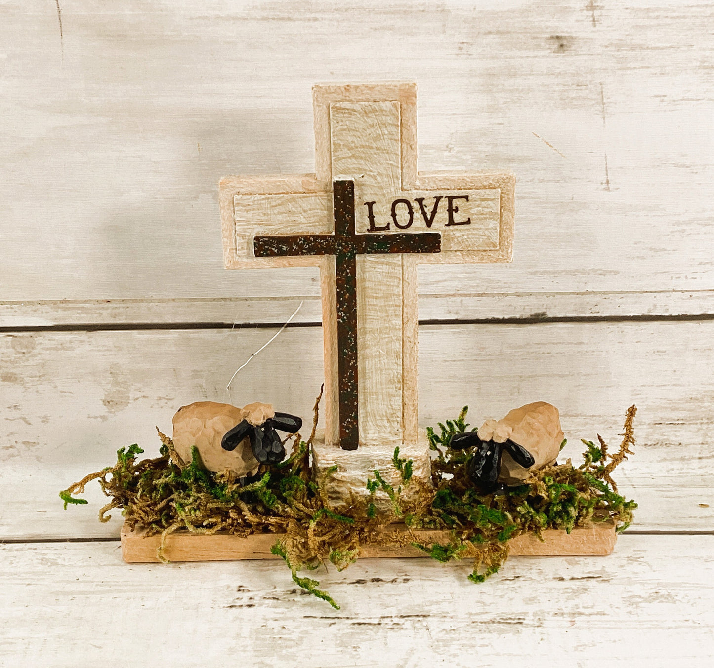 AGD Easter Decor - Resurrection Cross Sheep Display