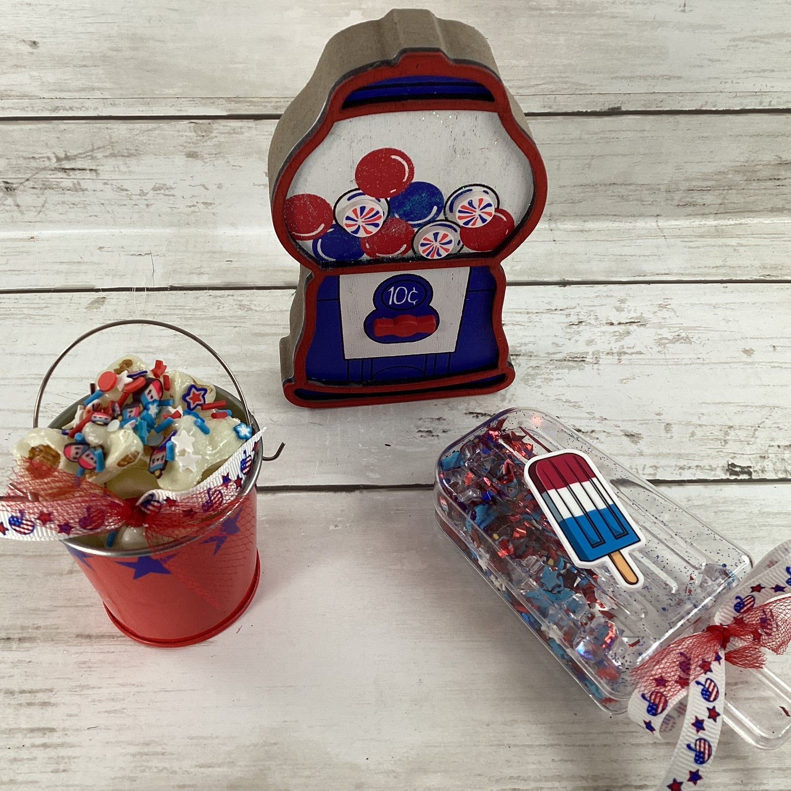 AGD Patriotic Decor - July 4th Gumball Popsicle Shaker Popcorn 3pc Set