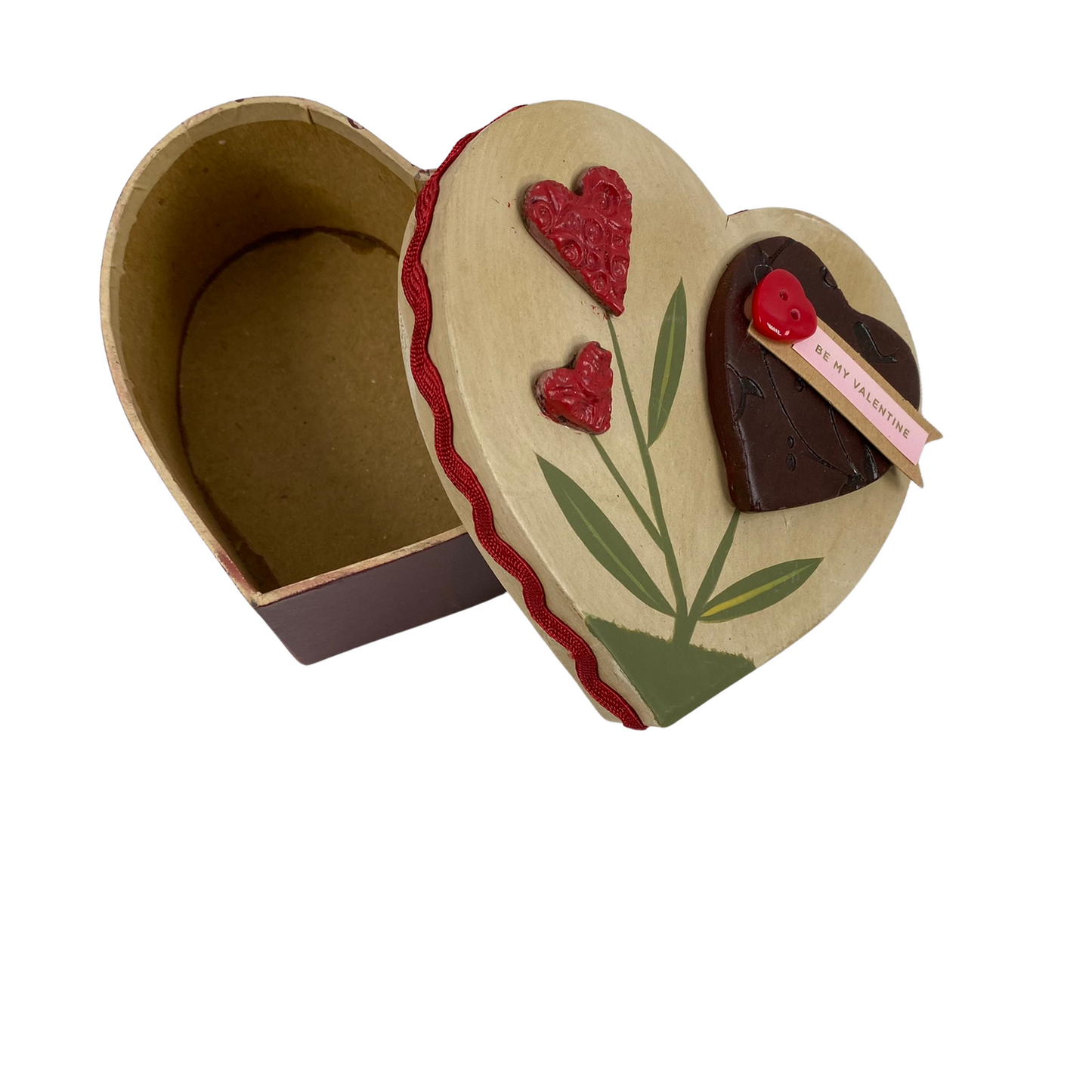 AGD Valentines Decor - Decoupage Heart Shaped Trinket Boxes 2pc Set