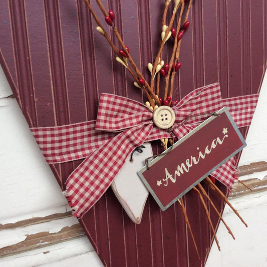 AGD Patriotic Decor – America Farmhouse Pipberry Wood Heart