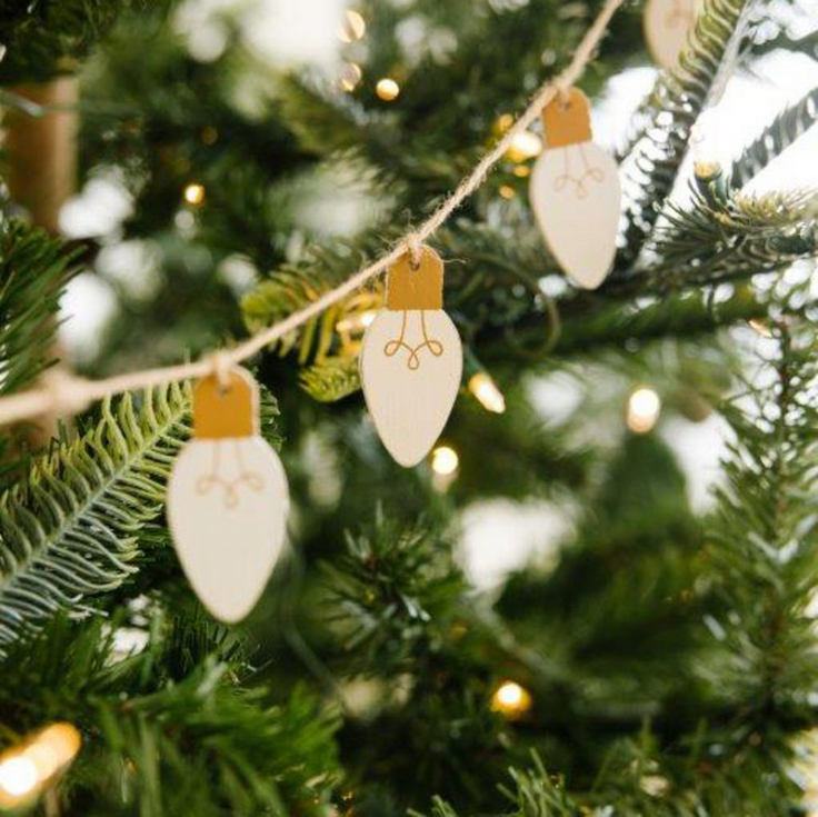 Adams Christmas Decor - Natural Wood C-9 Light Bulb Garland 38-inch