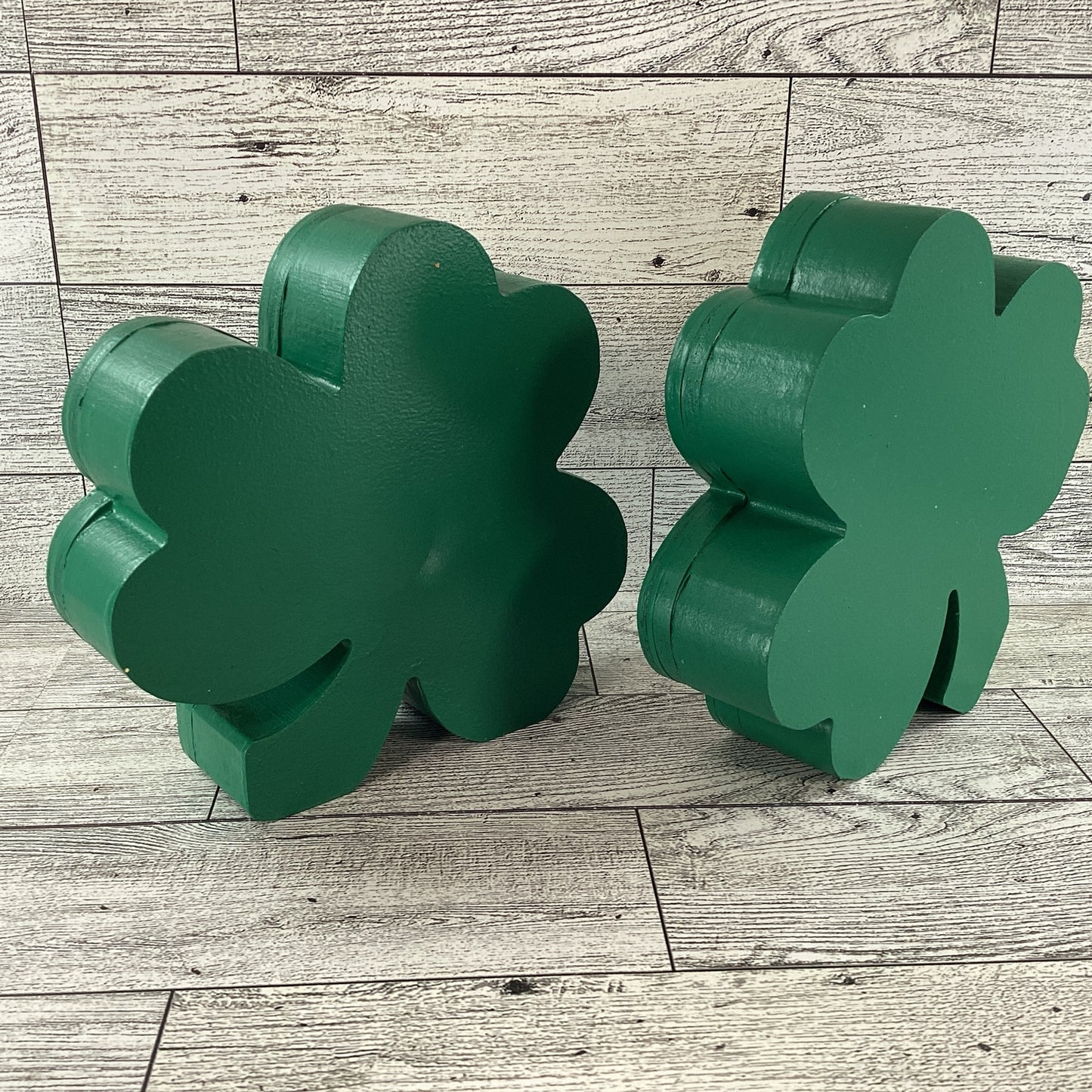 AGD St Patrick Decor - Shamrock Chunky Wood Shaker Sitter 2pc