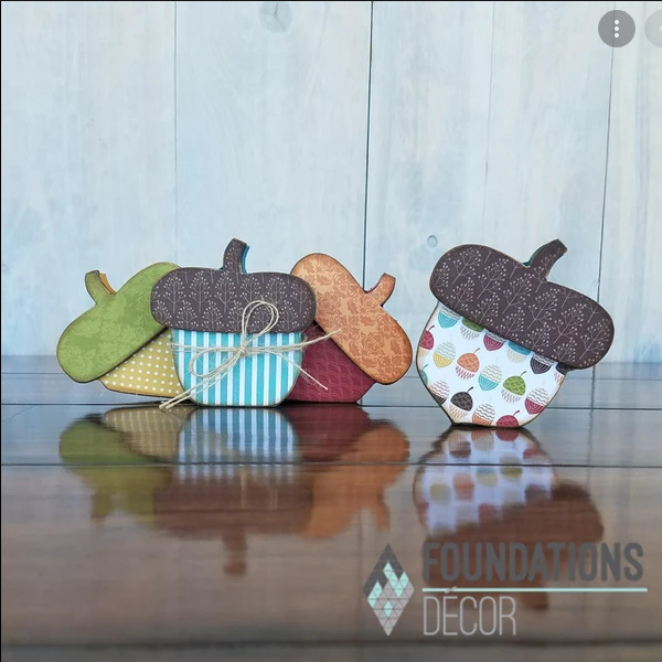 FD  Fall Craft Decor - DIY Wood Acorns 4pc Set