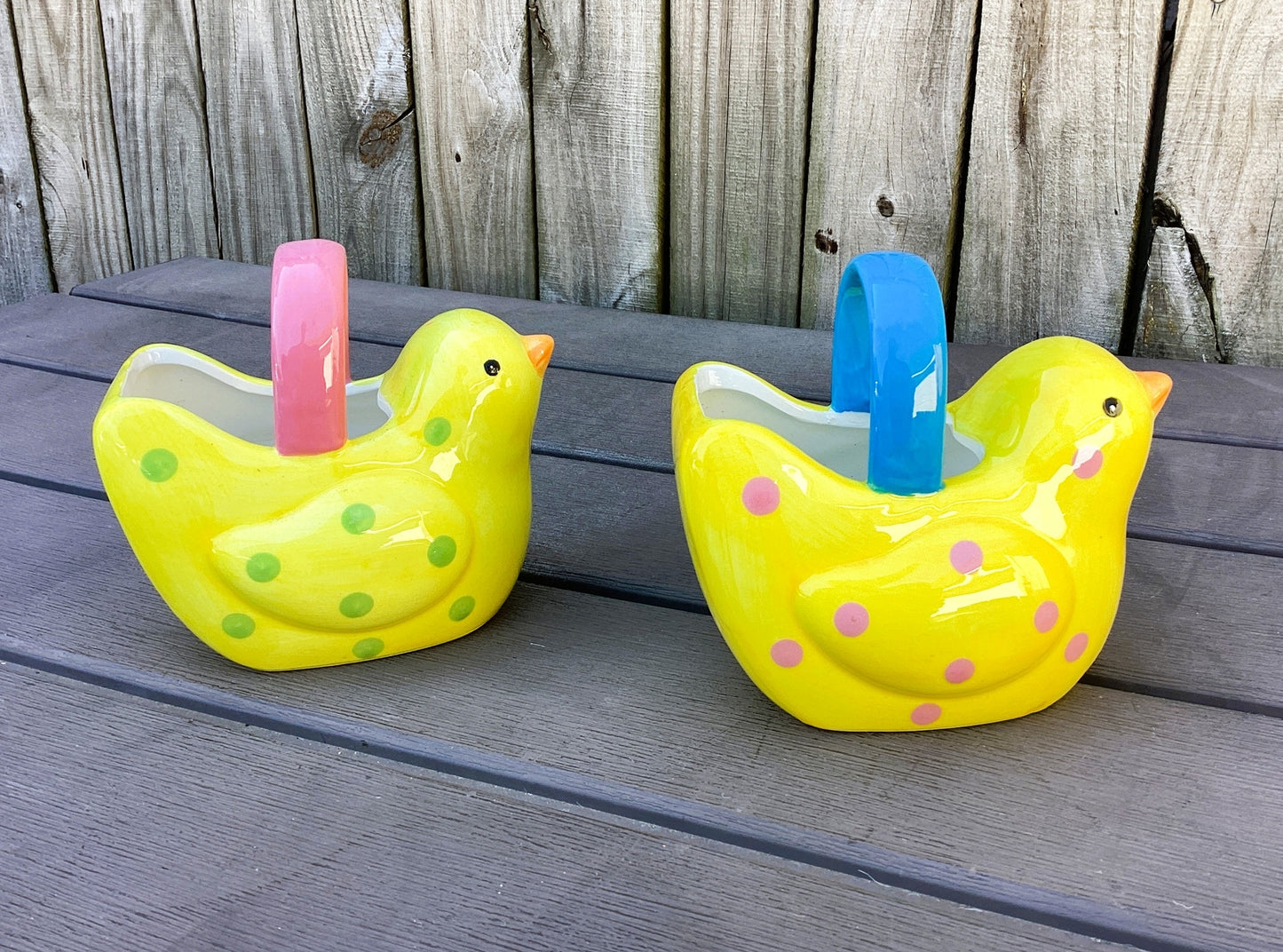 HL Easter Decor - Ceramic Dolomite Chick Floral Candy Basket