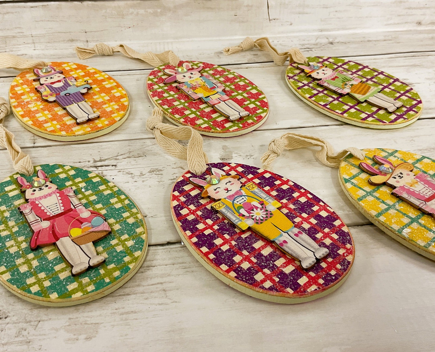 AGD Easter Decor - Spring Bunny Nutcrackers Ornaments 6pc Set