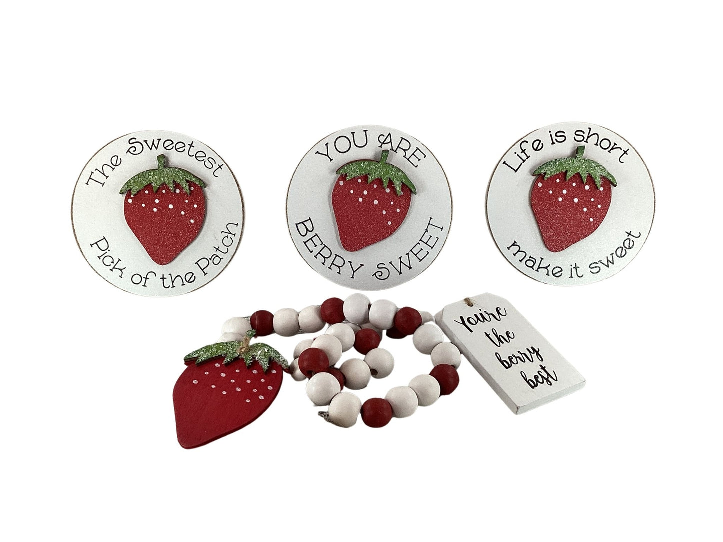 AGD Spring Decor - Summer Strawberry Theme Tier Tray Decor 4pc Set