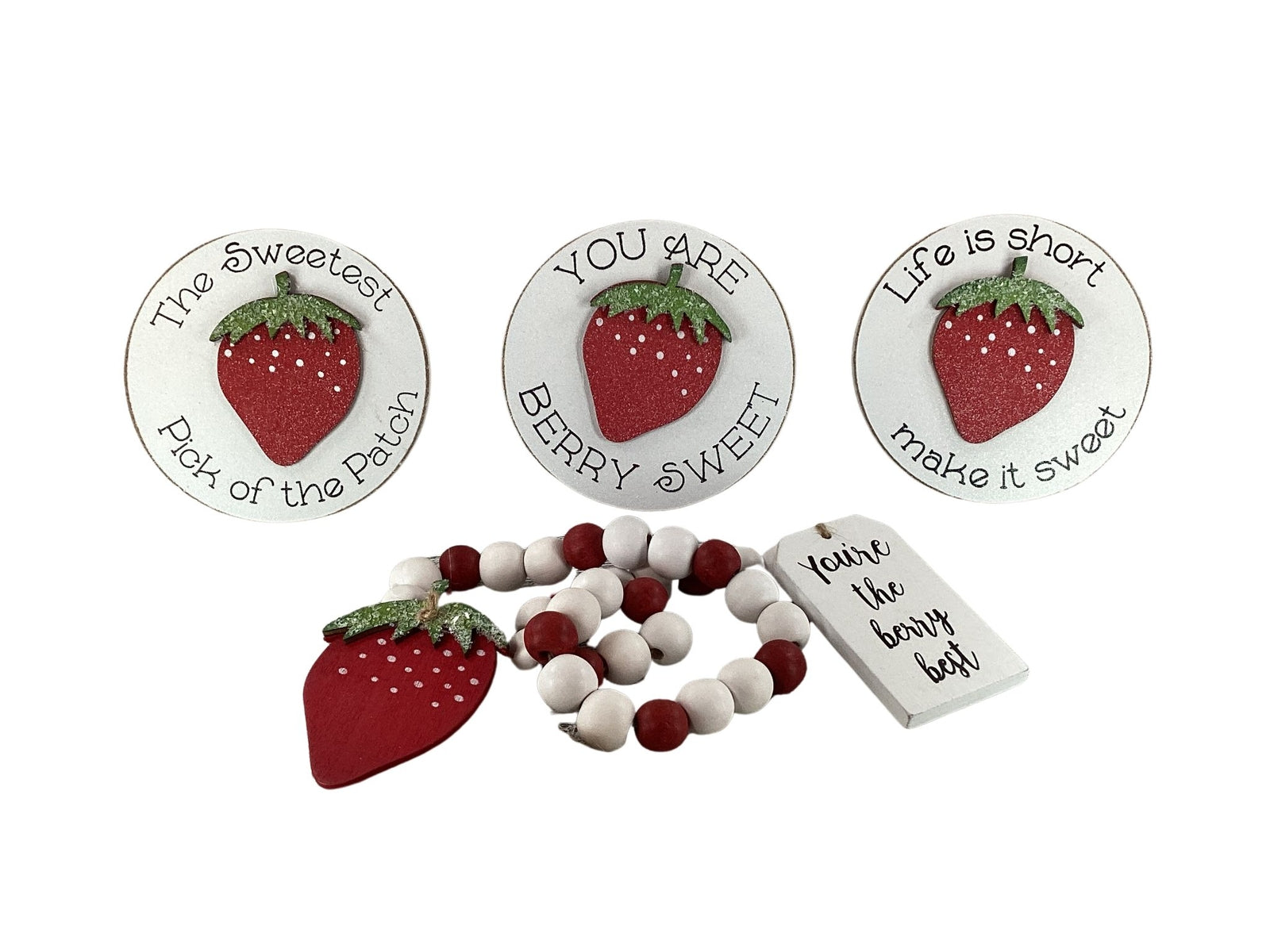 AGD Spring Decor - Summer Strawberry Theme Tier Tray Decor 4pc Set
