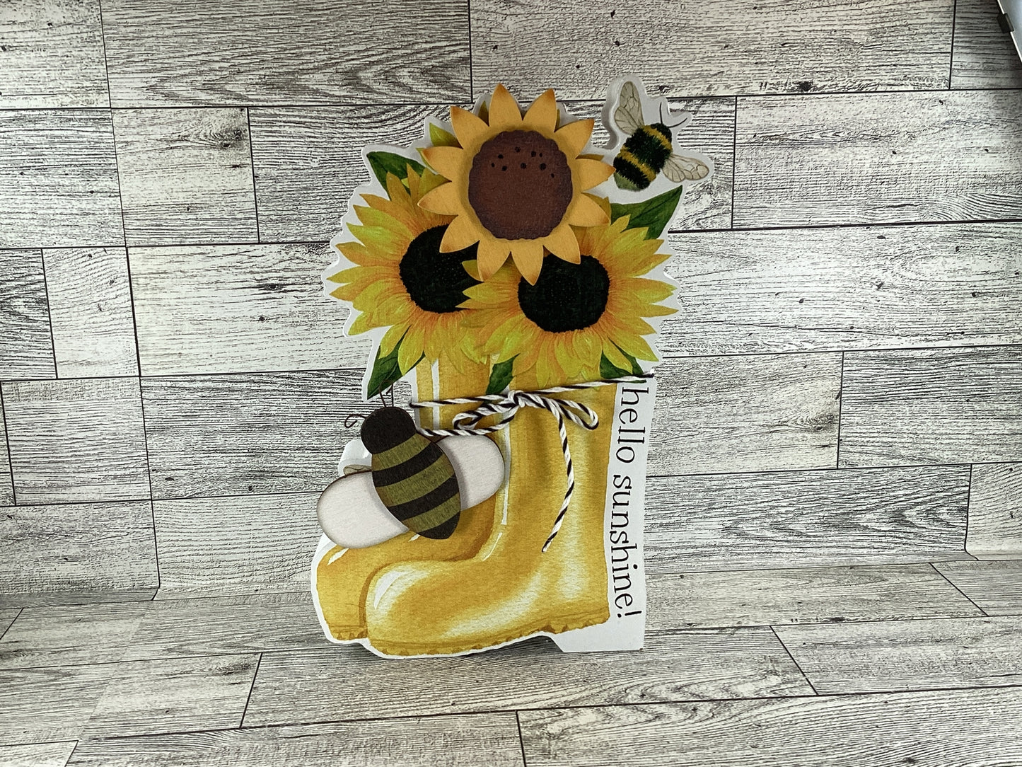 AGD Spring Decor - Rainboots Sunflower Pail Summer Theme Decor 2pc Set