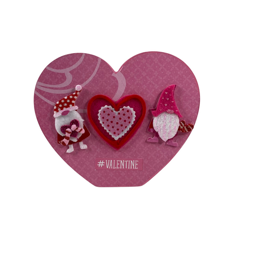 AGD Valentines Decor - Felt Gnomes Hearts Double-Sided Chunky Heart Sitter