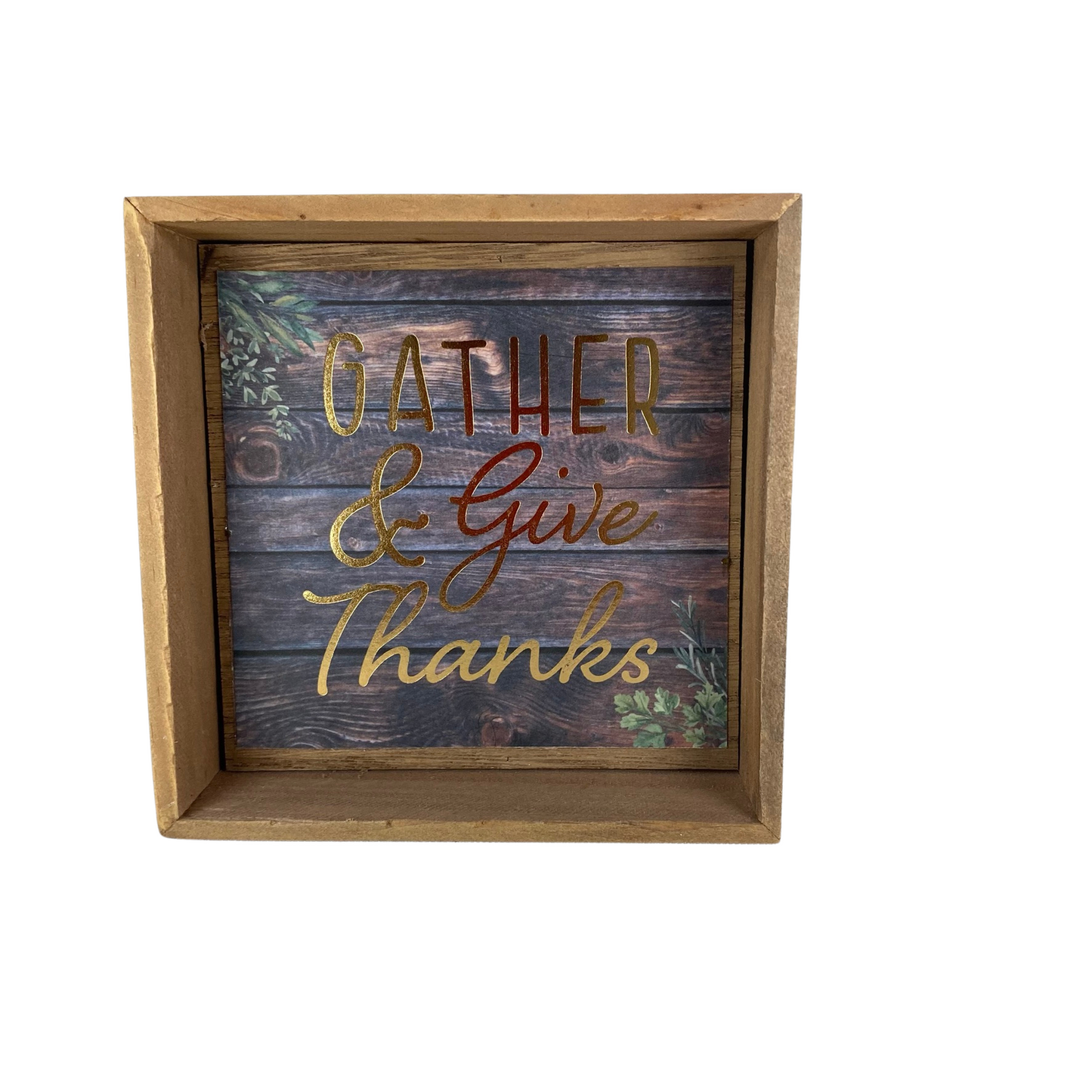 AGD Fall Decor - Pumpkin Spice 3-D Gather Give Thanks Wood Reversible Box Sign