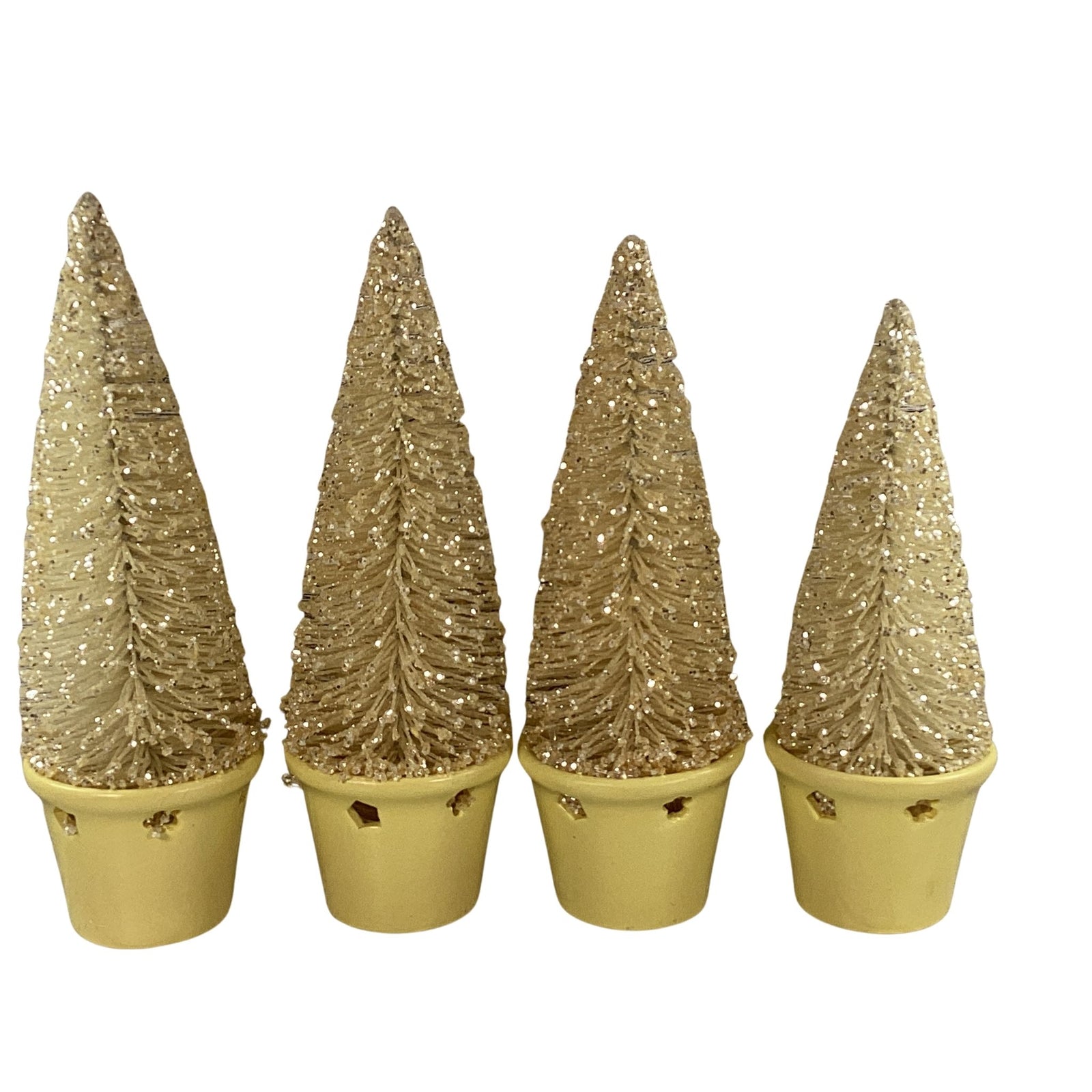 AGD Easter Decor -  Yellow Pastel Spring Sisal Bottlebrush Trees 4pc Set