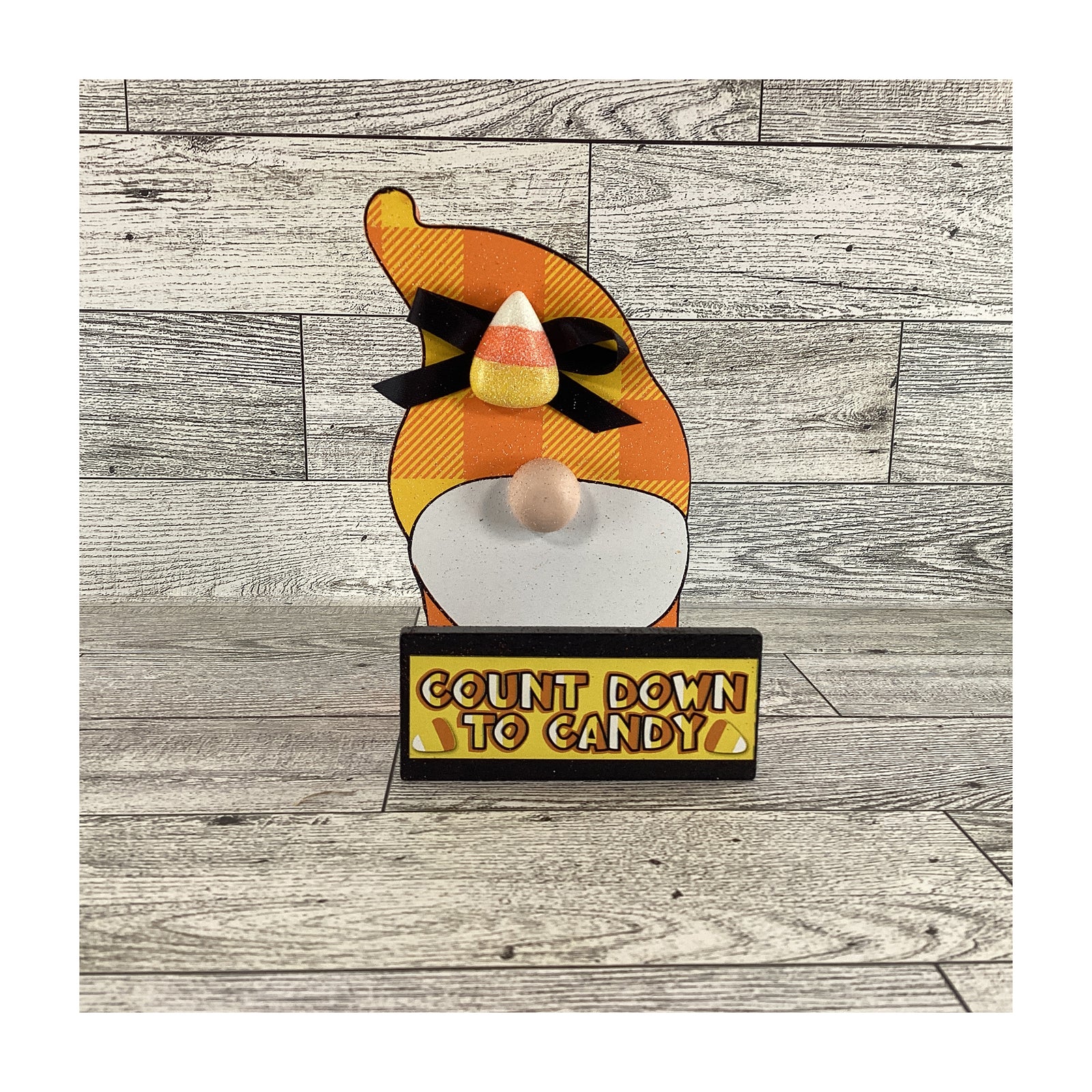 AGD Halloween Decor -  Candy Corn Countdown Gnome and Sign 2pc Set
