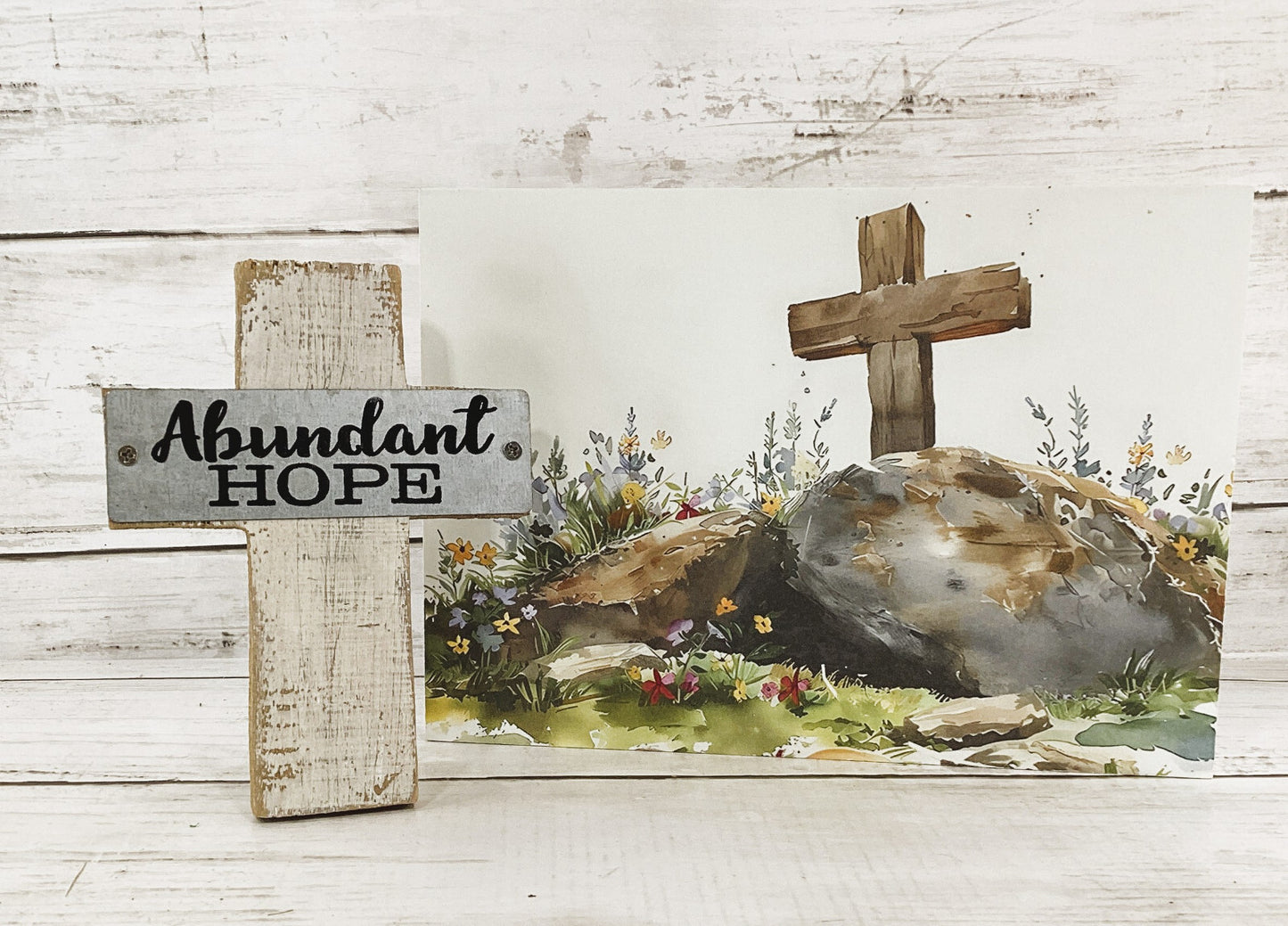 HL YI Easter Decor - He Is Risen Watercolor Garden Tomb Sign 2pc