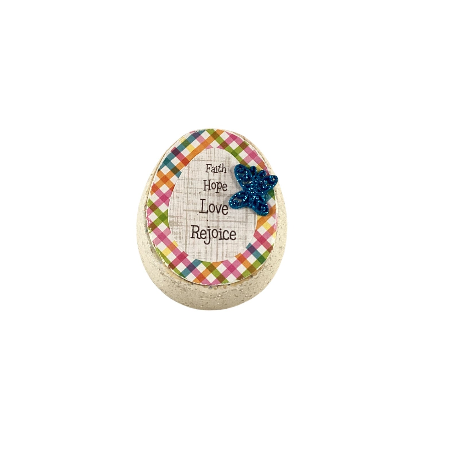 AGD  Easter Decor - Faith Hope Love Rejoice Ceramic Egg Sitter