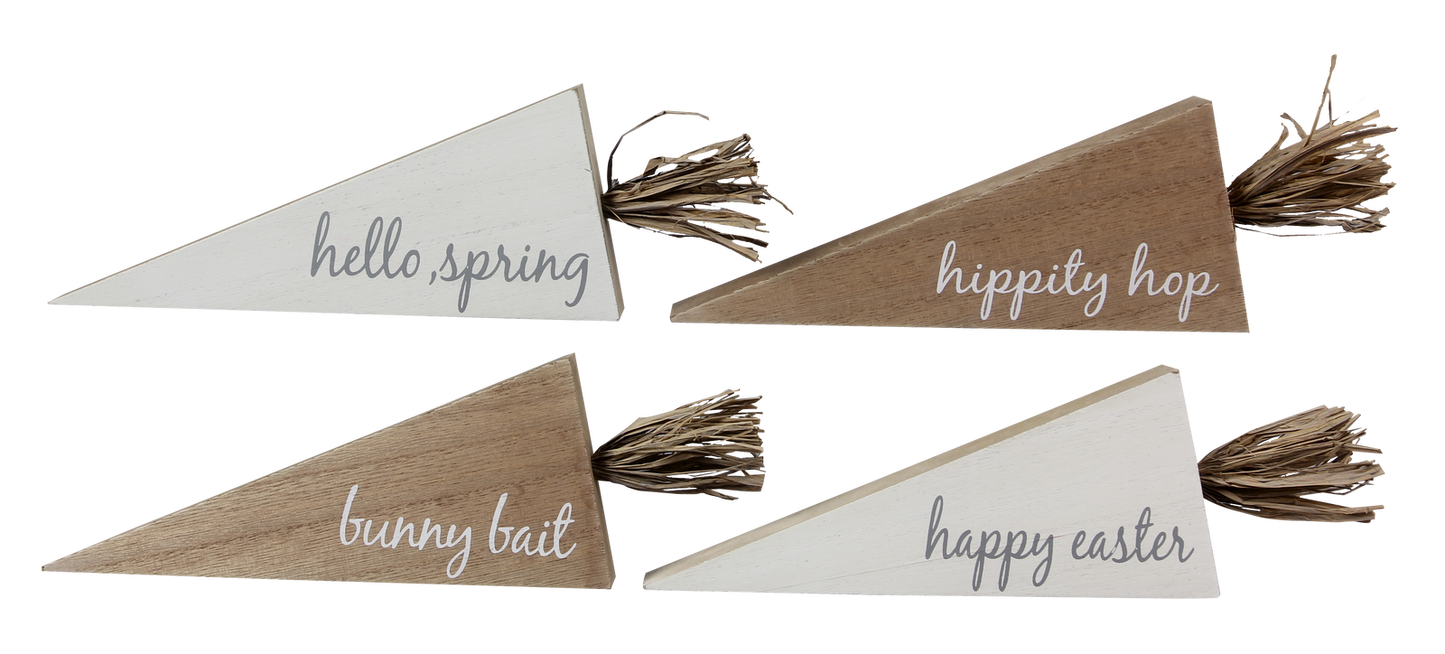 Youngs Easter Decor - White and Natural Wood Carrots 4pc Set