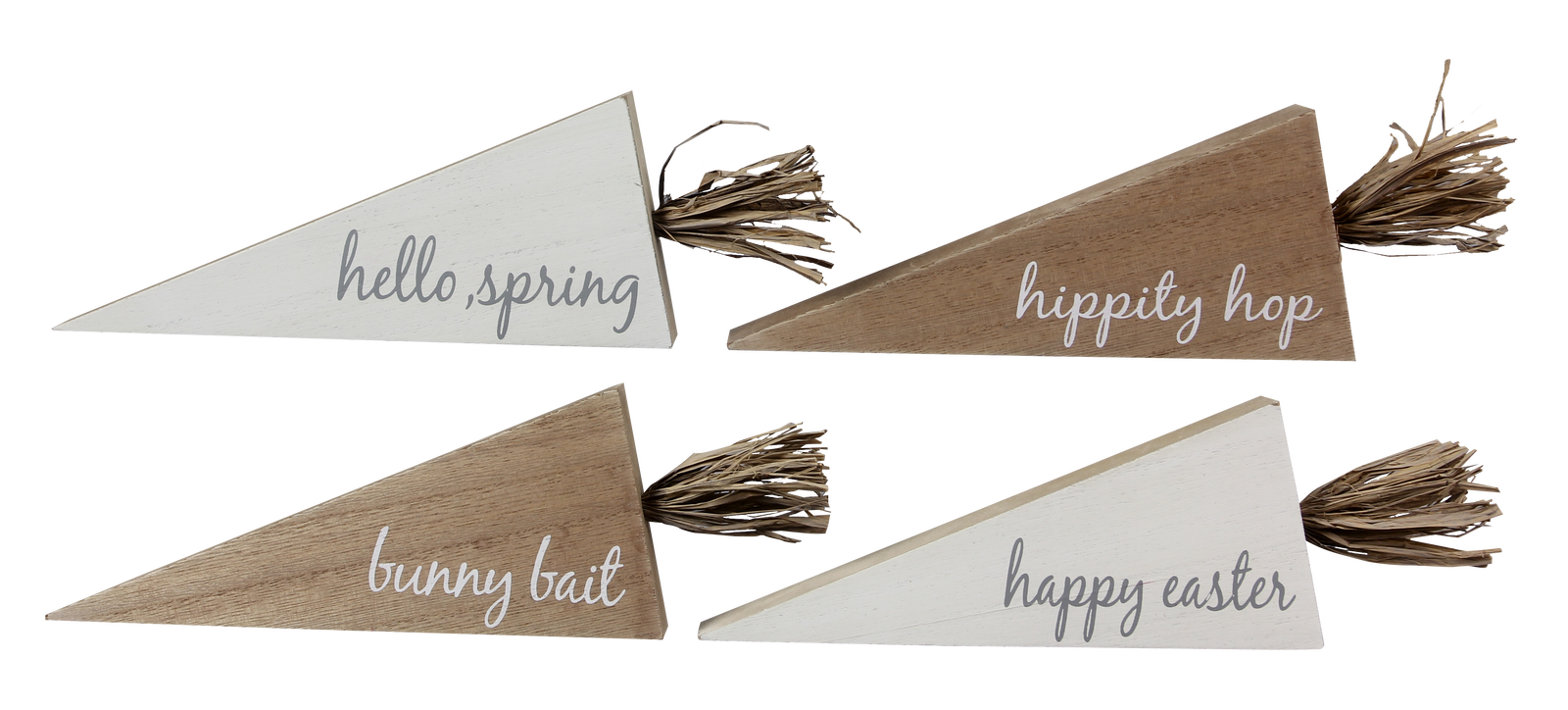 Youngs Easter Decor - White and Natural Wood Carrots 4pc Set